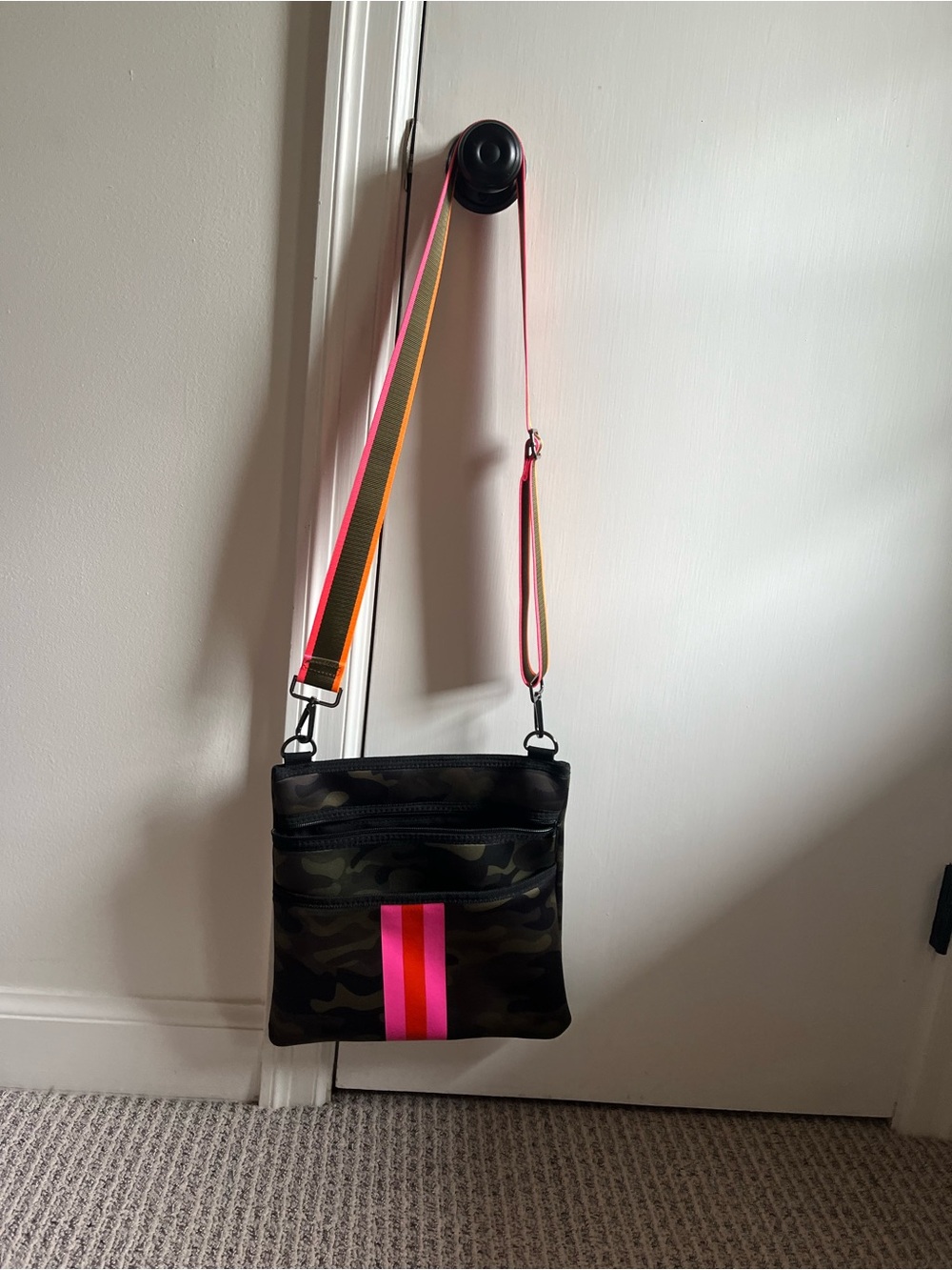 HAUTE SHORE Camo Crossbody with Pink Accent